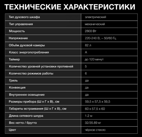 Встраиваемый духовой шкаф Hyundai HEO 6634 BG