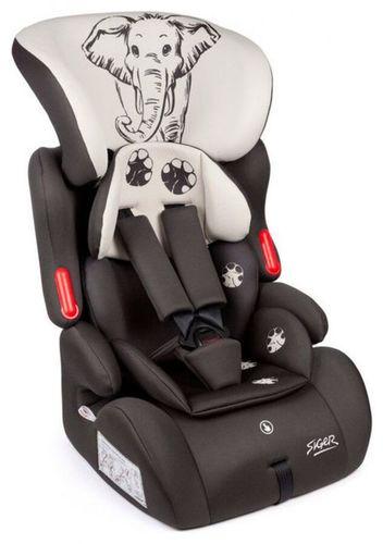 Автокресло Siger Космо KRES3597 (гр. I/II/III, 9-36 кг, 1-12 лет, серо-бежевый, слон, люкс)
