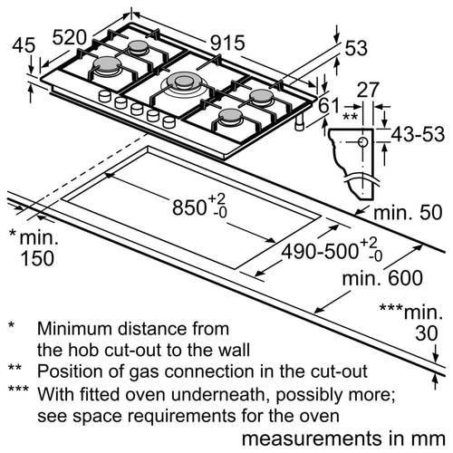 Газовая варочная панель Bosch PCR9A5I90M