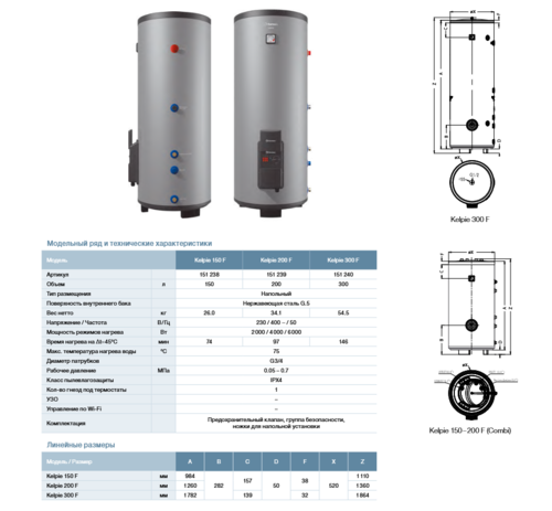 Электрический водонагреватель Thermex Kelpie 150 F