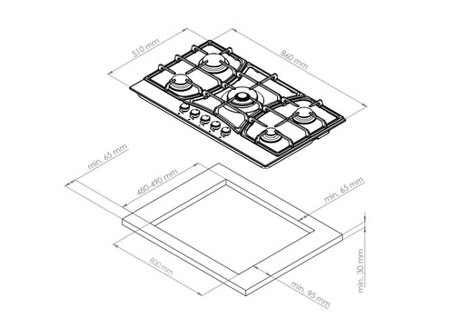 Газовая варочная панель Kuppersberg FS 903 B