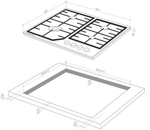 Газовая варочная панель Kuppersberg FG 68 B