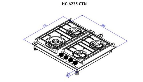 Газовая варочная панель Korting HG 6235 CTN