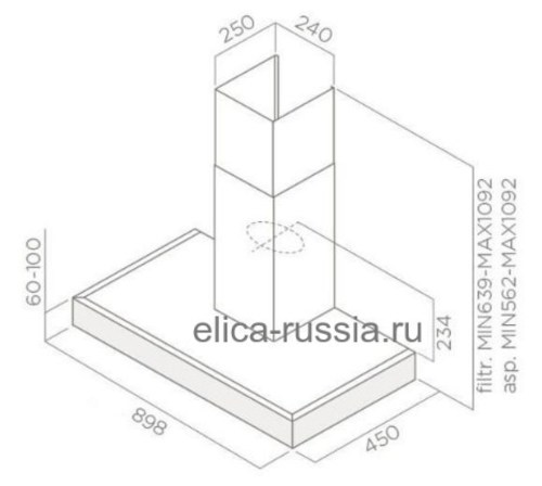 Вытяжка купольная Elica Spot Urban Cast Iron/A/90