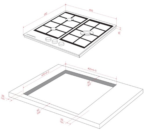 Газовая варочная панель Kuppersberg FG 46 W